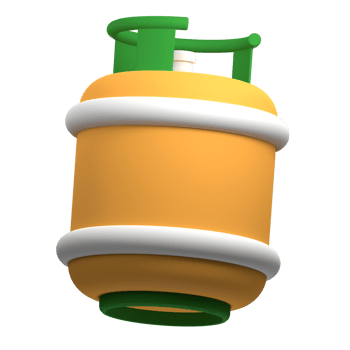Gas cylinder in 3d render design. Fuel gas tank. 3d rendering illustration png