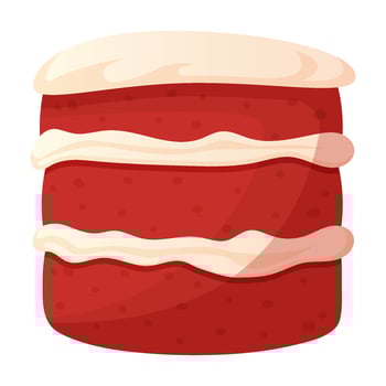 Red velvet cake. Sweet pastry isolated on white background. vector