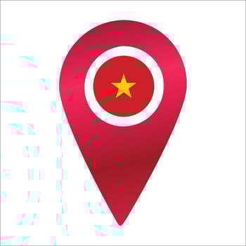 Destination pin icon with Vietnam flag.Location red map marker vector