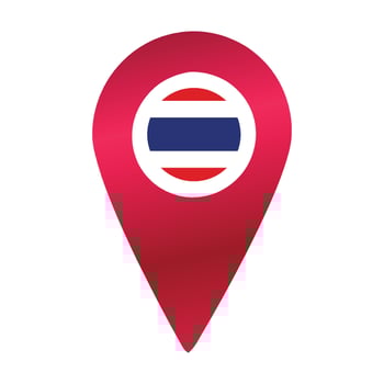 Destination pin icon with Thailand flag.Location red map marker vector
