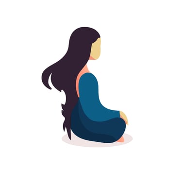 girl meditating from the back vector