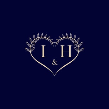 IH floral love shape wedding initial logo vector