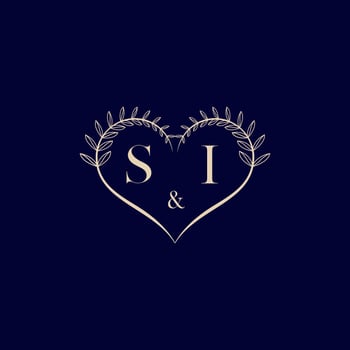 SI floral love shape wedding initial logo vector