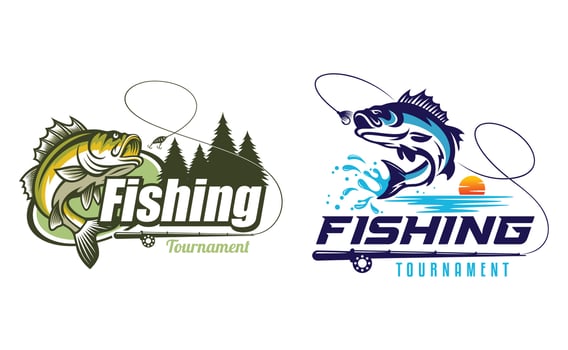 fishing tournament logo designs vector