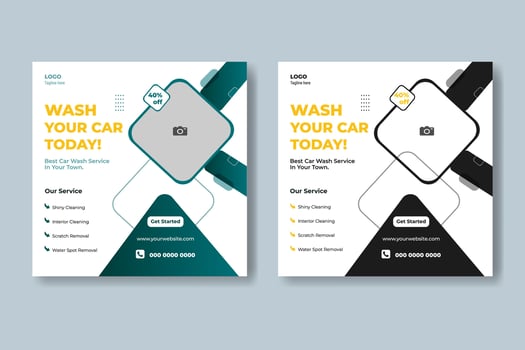 Car Wash And Servicing Banner Template For Social Media vector