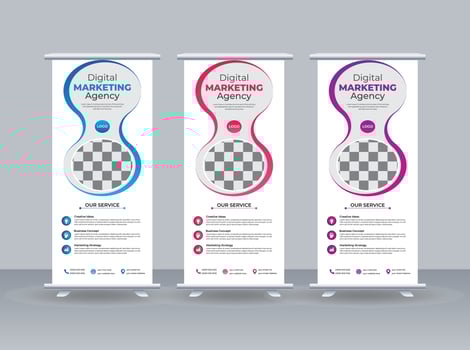 Creative corporate business standee x rollup pullup signage retractable banner design template vector