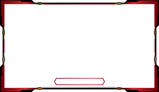 Futuristic gaming screen panel design with blood red color borders. Dark streaming overlay design with digital shapes for gamers. Live gaming broadcast frame png for online streamers.