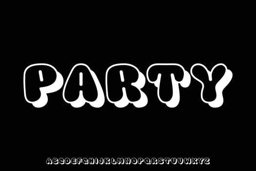 Unique retro style fat decorative typeface display font vector illustration. Bold chubby typography style