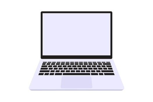 Laptop with blank screen isolated on white background, vector illustration, computer related design, gadgets