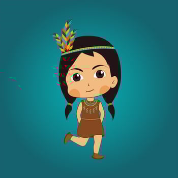 cute native american indian girl vector illustration