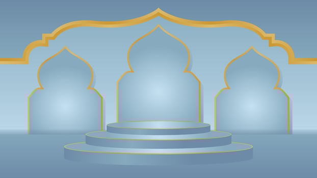 islamic podium display decoration background with arabic ornament realistic vector illustration