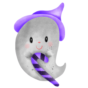 Halloween ghost wearing a witch hat png