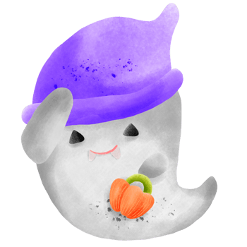 Halloween ghost wearing a witch hat png