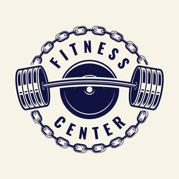 Set of Fitness Logo Retro Style. Good For Fitness Logo, Gym Logo. Dumbbell with chain. Template for sport icon, symbol, logo or other branding. Modern retro illustration. vector