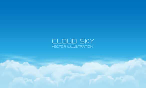 Realistic white clouds on blue sky background vector
