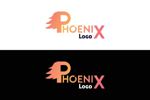 Phoenix typography logo design template. vector