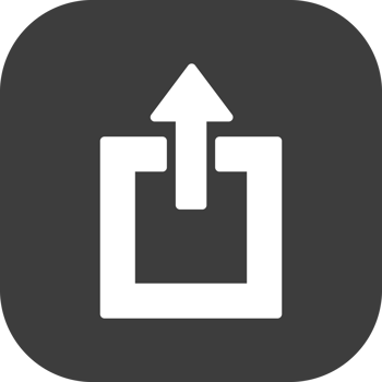 Upload icon in black square. png