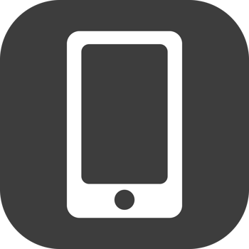 Mobile phone icon in black square. png