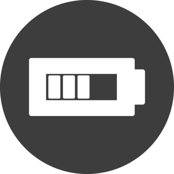 Battery icon in black circle. png