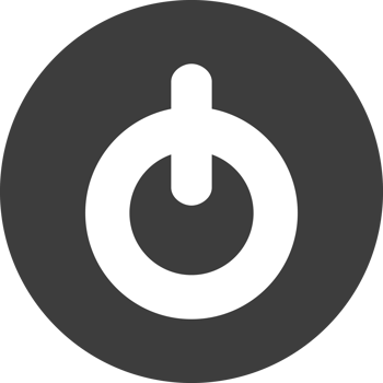Power button icon in black circle. png