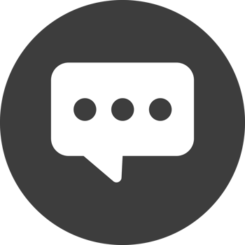 Chat message icon in black circle. png