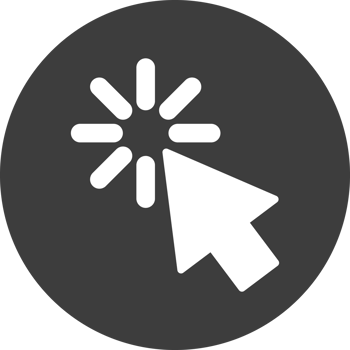 Cursor mouse icon in black circle. png