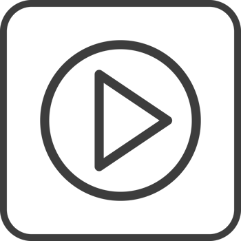 Play icon in thin line black square frames. png