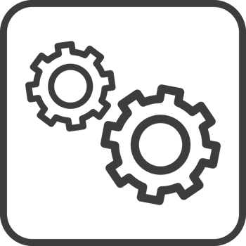 Setting icon in thin line black square frames. png