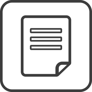 Document icon in thin line black square frames. png