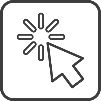Cursor mouse icon in thin line black square frames. png
