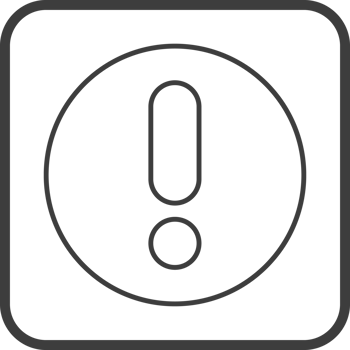 Warn icon in thin line black square frames. png