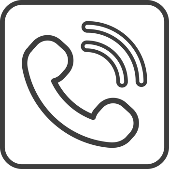 Phone call icon in thin line black square frames. png