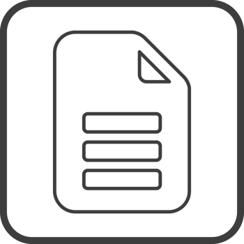 Document icon in thin line black square frames. png