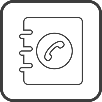 Telephone directory icon in thin line black square frames. png