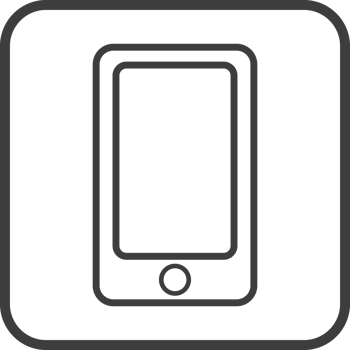Phone icon in thin line black square frames. png