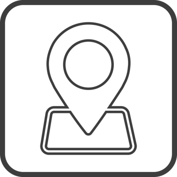 Check in icon in thin line black square frames. png