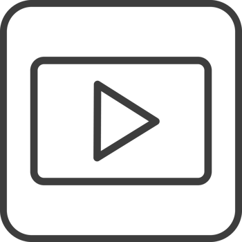 Play icon in thin line black square frames. png
