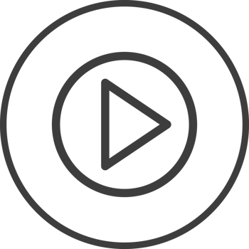 Play icon in thin line black circle frames. png