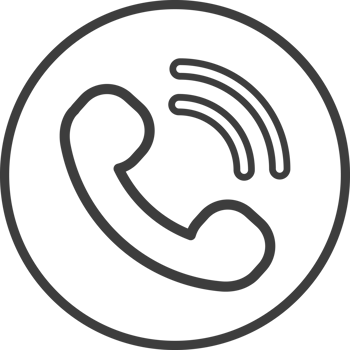 Phone call icon in thin line black circle frames. png