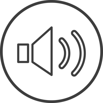 Speaker icon in thin line black circle frames. png