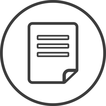 Document icon in thin line black circle frames. png