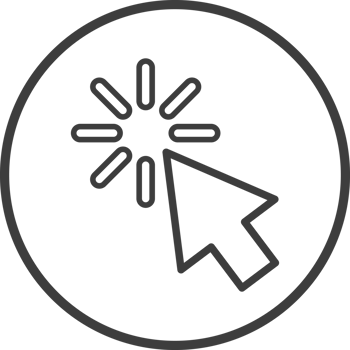 Cursor mouse icon in thin line black circle frames. png