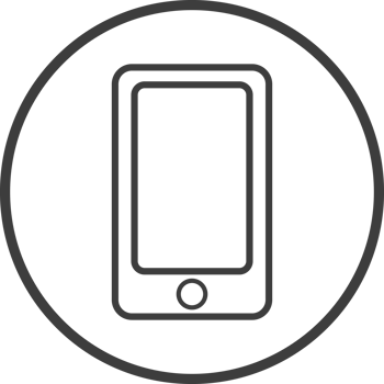 Phone icon in thin line black circle frames. png