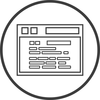 Web page icon in thin line black circle frames. png