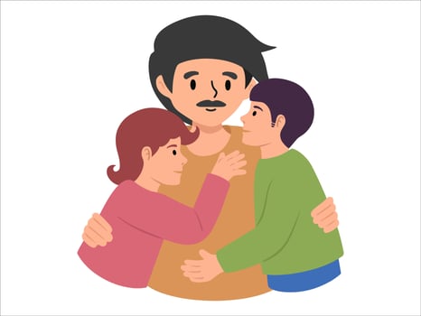 Father with Son and Daughter or avatar icon illustration vector