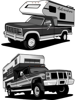 camper truck illustration design logo vector