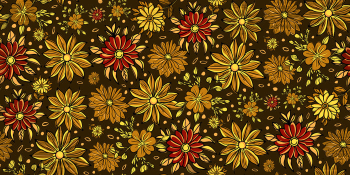 Vintage retro dark brown seamless pattern flower Contemporary Liberty feminine botanical floral branch. Hand drawn wedding herb, minimalistic flowers with elegant leaves. Half drop repeat pattern. vector