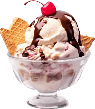 Ice cream sundae with png