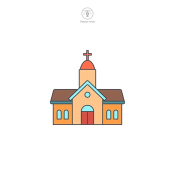 Church icon vector presents a stylized place of worship, symbolizing religion, spirituality, faith, prayer, and community gathering