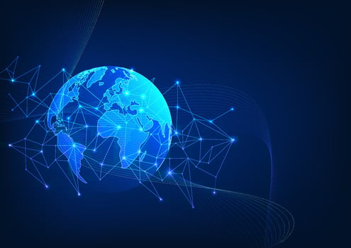 Internet technology that covers the world is technology There are connections between many networks around the world. used for communication Doing business or using for entertainment geometric shapes vector